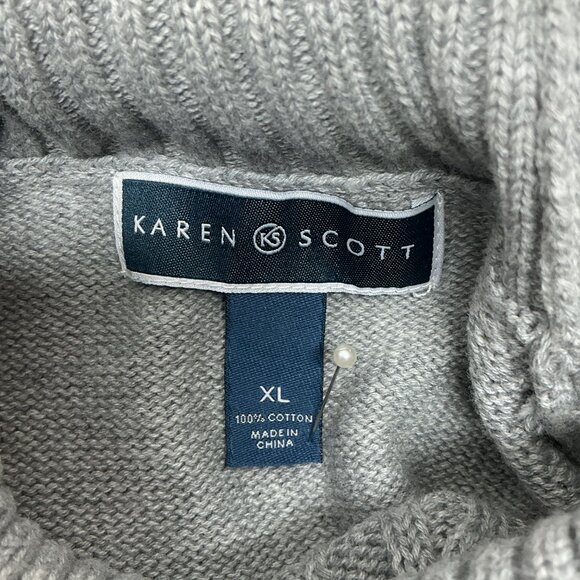 XL KAREN SCOTT CABLE SWEATER GRAY NWT - Picture 5 of 10